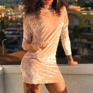 Velvet Nude Hoodie Dress NEW